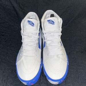 Vans Sk8-Hi White Blue Paint Splatter Sneakers